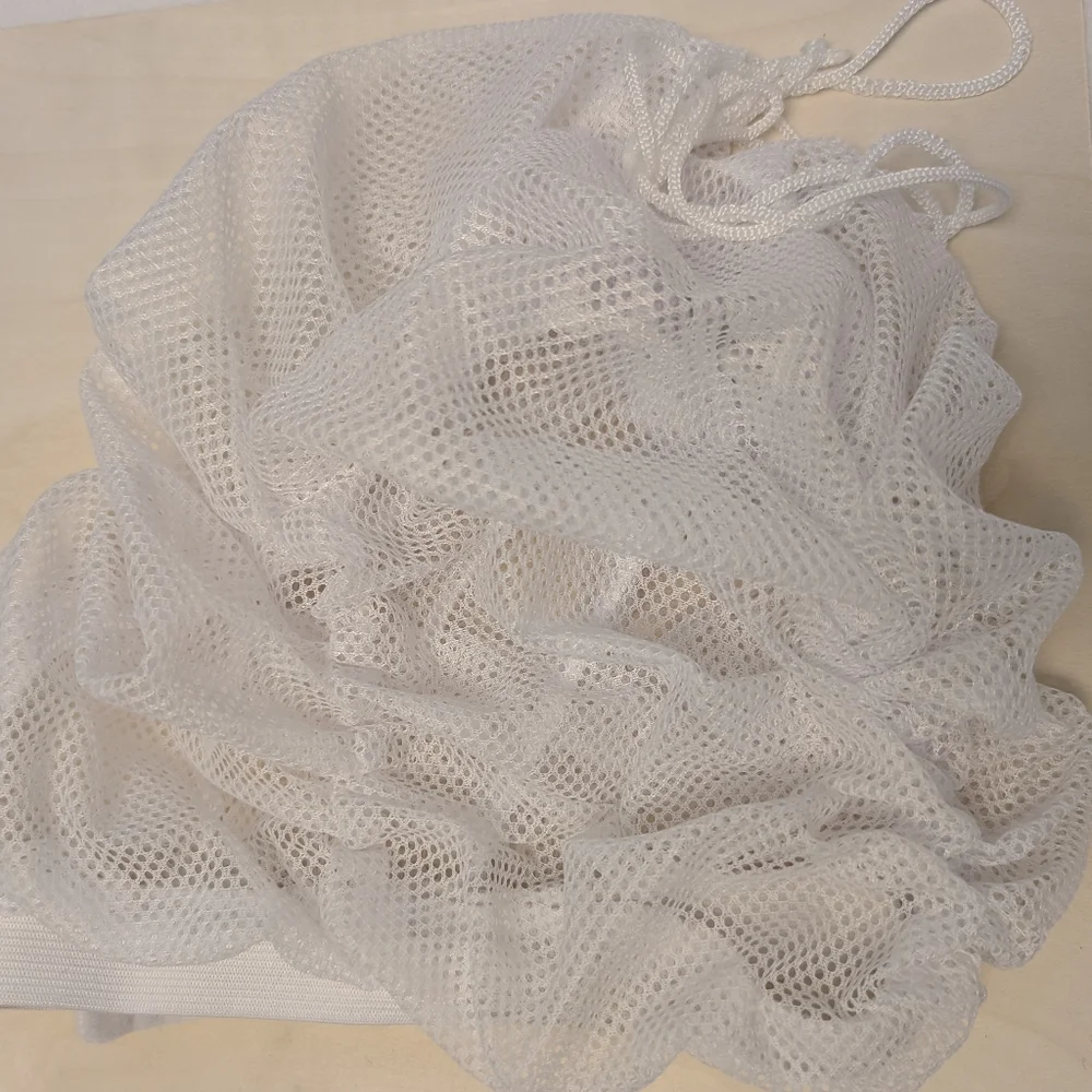 CURLY GIRL Mesh Hair Bonnet Cap Drying Nylon Plopping White